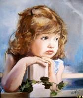 The Little One - Oil On Canvas Paintings - By Cublesan Maria Doina, Expressionism Painting Artist
