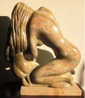 Kneeling Figures - Stone Sculptures - By Gordon Adams, Direct Carving Sculpture Artist