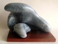 Creature With Young - Stone Sculptures - By Gordon Adams, Direct Carving Sculpture Artist