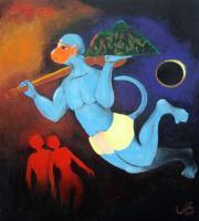 Painting - Super-Semian Hanuman - Acrylic On Canvas