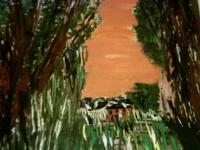 The Homestead - Stick Painting In Acrylic Paintings - By Timothy Wilkie, Impressionism Painting Artist
