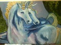 Oil Paintings - Unicorns - Oil Painting