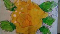 Cards - Yellow Rose - Color Pencils Acrilics And Pen