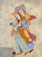 Lovers - Gouache Watercolor Paintings - By Farzaneh Ebadifard, Persian Miniature Painting Artist