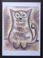 Intellectual Cat - Mixed Paintings - By Gareth Wozencroft, Classic And Traditional Painting Artist