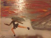 The Ice Skater - Acrylic Paintings - By Claudia Soeiro, Acrylic Painting Artist
