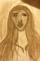 Auto-Portrait - Sepia Grafity And Charcoal Drawings - By Claudia Soeiro, Draw Drawing Artist