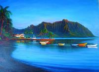 Kaneohe Bay - Early Morn - Oil On Canvas Paintings - By Joseph Ruff, Realism Painting Artist