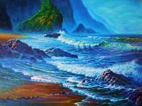 Morning Surf - Oregon - Prof Qlty Oil On 3X P Cnv Paintings - By Joseph Ruff, Realism Painting Artist