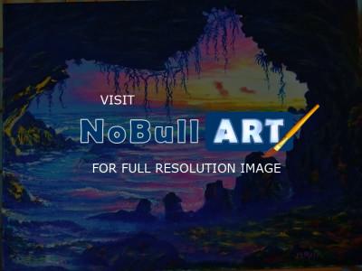 Sunset - Misty Cave Sunset - Mauihawaii - Prof Qlty Oil On 3X P Cnv