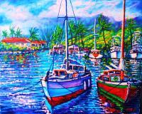Afternoon Reflections Kaneohe Bay - Prof Qlty Oil On 3X P Cnv Paintings - By Joseph Ruff, Immpresionism Painting Artist