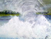 Tornade Sur Le Lac - Acrylic Paintings - By Lise-Marielle Fortin, Impressionnisme Painting Artist