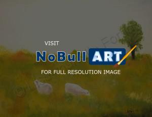Landscapes Paysages - Les Moutons Et Le Grand Orme - Acrylic