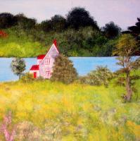 Maison Sur Le Lac - Acrylic Paintings - By Lise-Marielle Fortin, Impressionnisme Painting Artist