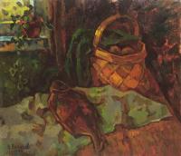 Multiple - Still Life With Basket - Oil On Canvas