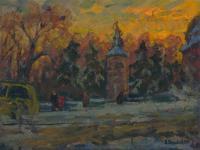Winter Day In The City - Oil On Canvas Paintings - By Vasily Belikov, Impressionism Painting Artist