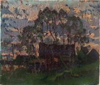 Autumn Evening - Oil On Cardboard Paintings - By Vasily Belikov, Impressionism Painting Artist