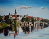 Pisek - Oilpaint Paintings - By M V, Cityscapes Painting Artist