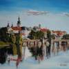 Pisek - Oilpaint Paintings - By M V, Cityscapes Painting Artist