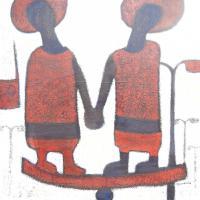 Intimatefriendship - Oil On Canvas Paintings - By Moses Nyawanda, Oil Layers Painting Artist