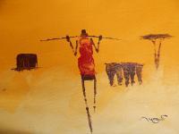 Herdsman - Accrylics On Canvas Paintings - By Moses Nyawanda, Brush Strokes Painting Artist