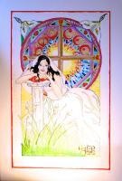 Bride - Marker Mixed Media - By John Heslep, Art Nuveaux Mixed Media Artist