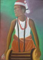 The Drummer - Oil On Canvas Paintings - By Giddalti Ugo Chinye-Ikejiunor, Realism Painting Artist