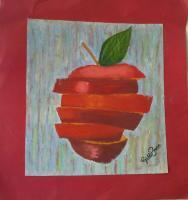 Sliced Apple - Oil On Paper Paintings - By Giddalti Ugo Chinye-Ikejiunor, Natural Painting Artist