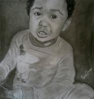 Cute Baby - Pencil And Paper Drawings - By Giddalti Ugo Chinye-Ikejiunor, Portrait Drawing Artist