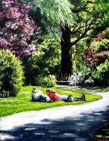 Sunday Morning St Stephens Green - Acrylic Paintings - By Emma Boyce, A Painting Artist