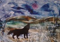 Call Of The Wolf - Encaustic Wax Paintings - By Sally Morris, Fantasy Painting Artist