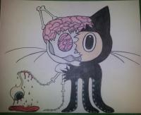 Git-Hub Octo Cat Brains - Colored Pencils Drawings - By Kelly Meyer, Free Style Drawing Drawing Artist