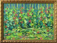 Climbing Roses - Oil On Canvas Paintings - By Liudvikas Daugirdas, Impressionism Painting Artist