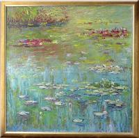 Lily Pond - Oil On Canvas Paintings - By Liudvikas Daugirdas, Impressionism Painting Artist