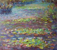 Pond - Oil  Cardboard Paintings - By Liudvikas Daugirdas, Impressionism Painting Artist