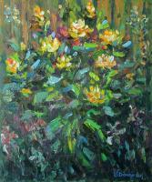 Yellow Roses - Oil On Canvas Paintings - By Liudvikas Daugirdas, Impressionism Painting Artist