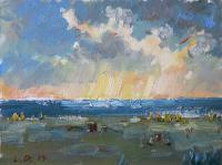 Baltic Sea Before The Storm - Oil On Canvas Paintings - By Liudvikas Daugirdas, Impressionism Painting Artist