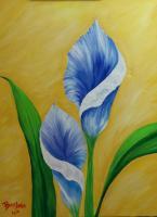 Two Blue Lillies - Acrylic Paintings - By Barbara Stanley, Realism Painting Artist
