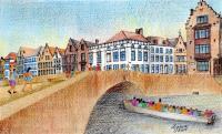 Landscape - Brugge  Belgium - Watercolor