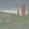 Golden Gate Bridge San Francisco Ca Usa - Mixed Media Drawings - By Anna Helena Fisher, Architectural Drawing Artist