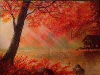 Maple Tree Sunlight - Water Color Paintings - By Devonna Goldstein, Landscape Painting Artist