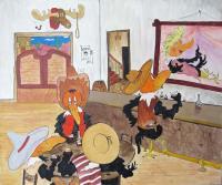 Crow - Bar - Oil Paintings - By Patrick Trotter, Western Humor Painting Artist
