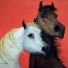 Horse Lovers In Red - Oil Paintings - By Patrick Trotter, Animal Art Painting Artist