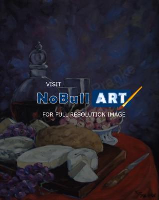 Art Sell Directly By The Artis - Cheese_And_Good_Wine_Sold - Oil On Canvas