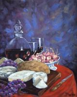 Cheese_And_Good_Wine_Sold - Oil On Canvas Paintings - By Richard T Pranke, Impressionist Painting Artist