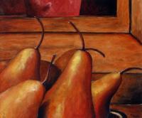Delicious Pears_Sold - Oil On Canvas Paintings - By Richard T Pranke, Impressionist Painting Artist