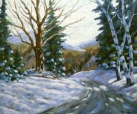 Light Breaks Through The Pines_Sold - Oil On Canvas Paintings - By Richard T Pranke, Impressionist Painting Artist