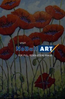 Art Sell Directly By The Artis - Skyward_Poppies By Prankearts Fine Art_Sold - Oil On Canvas