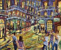 New Orleans Jazz Night By Richard T Pranke_Sold - Oil On Canvas Paintings - By Richard T Pranke, Impressionist Painting Artist
