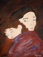 Mother And Son - Acrylic Paintings - By Mirna Hernandez, Modern Painting Artist